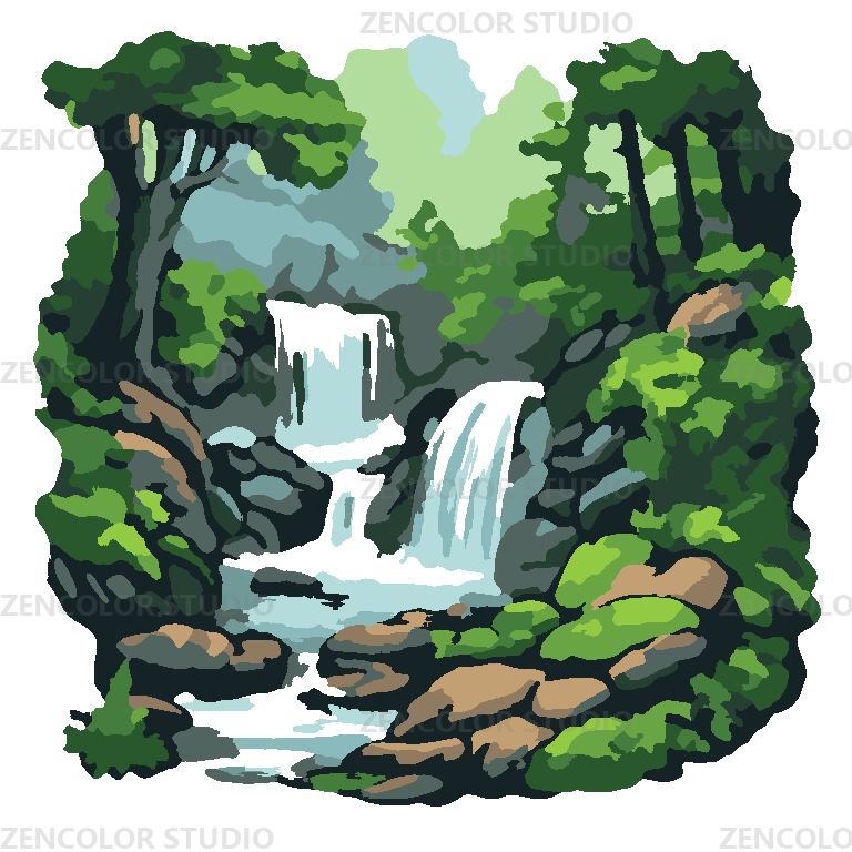 La cascade dans le sanctuaire vert