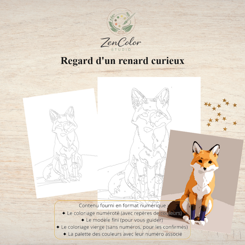 Renard curieux – Coloriage numéroté à imprimer PDF