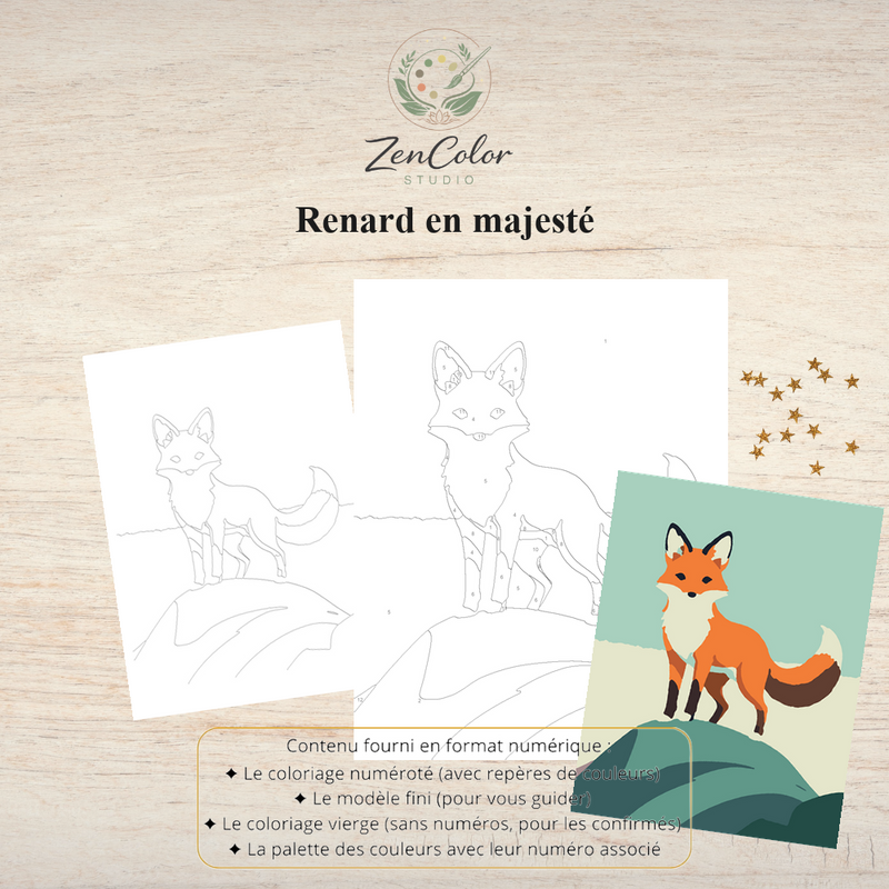 Renard en nature – Coloriage numéroté à imprimer PDF