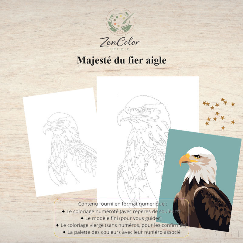Aigle majestueux – Coloriage numéroté à imprimer PDF