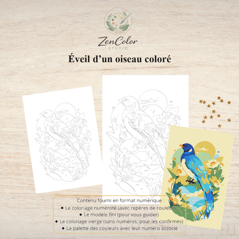 Oiseau printanier – Coloriage numéroté à imprimer PDF