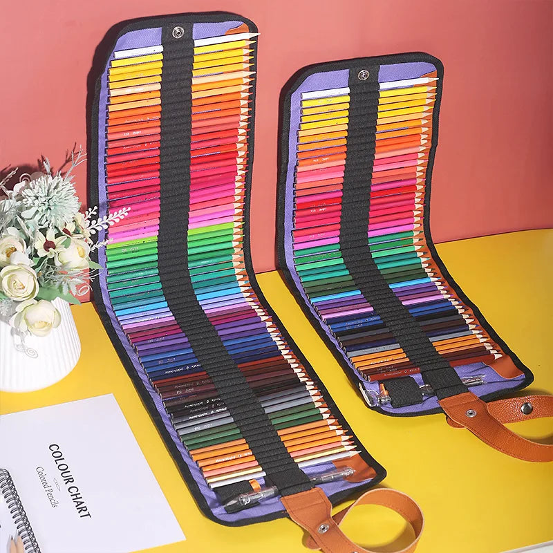 Set de Crayons de Couleur 50/72 Pièces avec Étui en Toile Enroulable