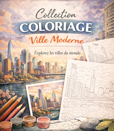 Collection Coloriage Ville Moderne à Imprimer (PDF)