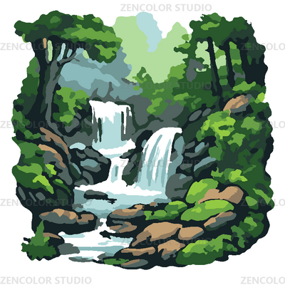 La cascade dans le sanctuaire vert