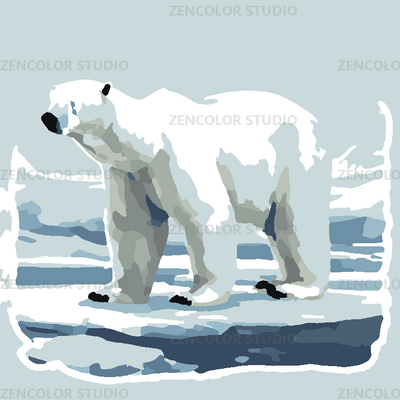 L'ours blanc sur son île de glace