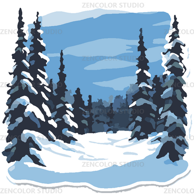 La forêt de sapins sous la neige
