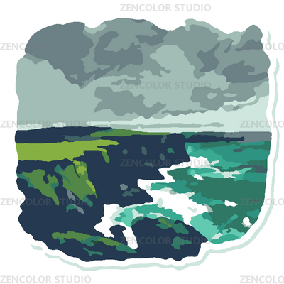Les falaises émeraude face à la tempête