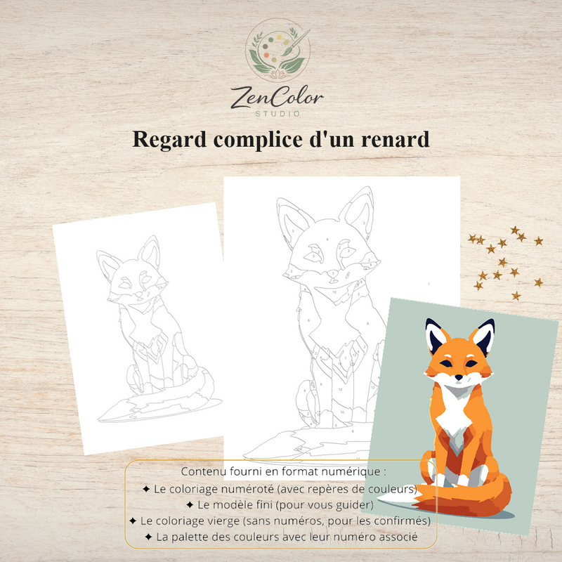 Renard complice – Coloriage numéroté à imprimer PDF