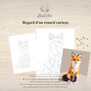Renard curieux – Coloriage numéroté à imprimer PDF