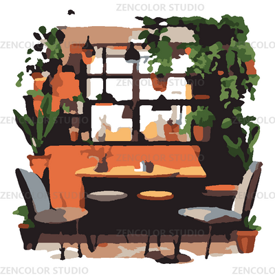 La table du soir au café aux plantes