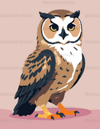 Hibou nocturne – Coloriage numéroté à imprimer PDF