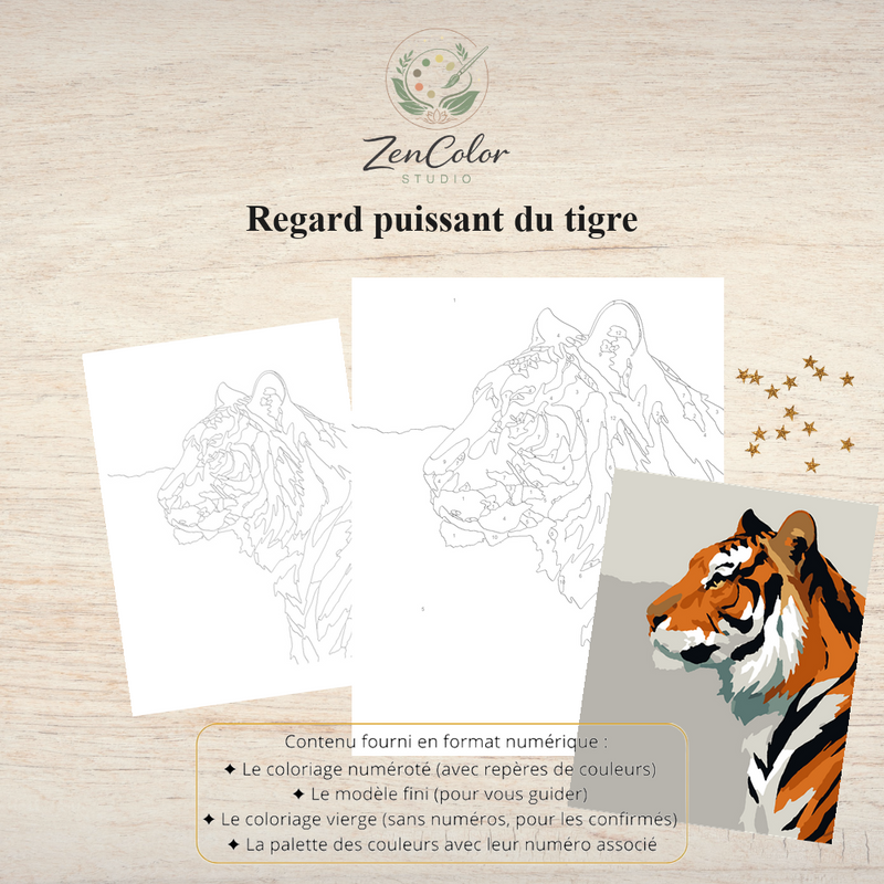Tigre puissant – Coloriage numéroté à imprimer PDF