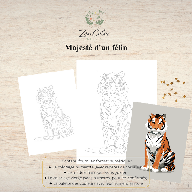 Félin sauvage – Coloriage numéroté à imprimer PDF