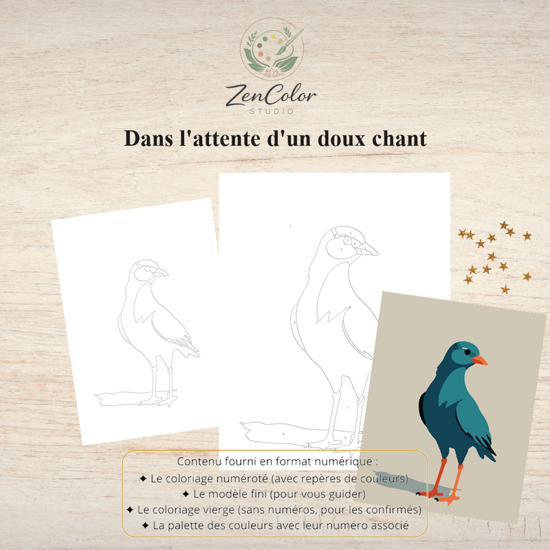 Oiseau chanteur – Coloriage numéroté à imprimer PDF