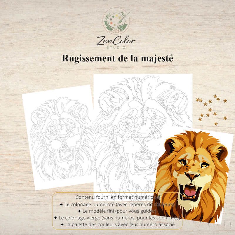 Lion roi de la savane – Coloriage numéroté à imprimer PDF