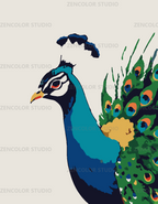 Paon et ses plumes – Coloriage numéroté à imprimer PDF