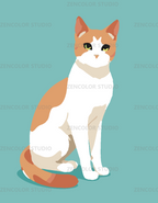 Chat paisible – Coloriage numéroté à imprimer PDF