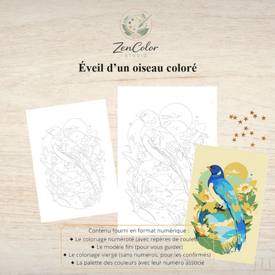 Oiseau printanier – Coloriage numéroté à imprimer PDF