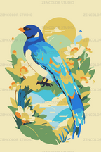 Oiseau printanier – Coloriage numéroté à imprimer PDF