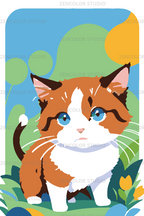 Chaton aux grands yeux – Coloriage numéroté à imprimer PDF