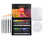 Set de Peintures Acryliques 12/24 Couleurs avec Pinceaux