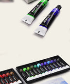 Set de Peintures Acryliques 12/24 Couleurs avec Pinceaux