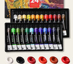Set de Peintures Acryliques 12/24 Couleurs avec Pinceaux