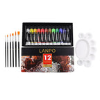 Set de Peintures Acryliques 12/24 Couleurs avec Pinceaux