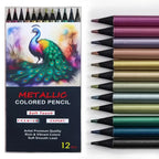 Set de Crayons de Couleur Métalliques 12/24 Couleurs – Éclat Intense