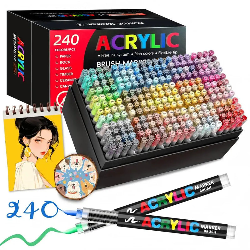 Set de Marqueurs Acryliques Pointe Pinceau 12 à 366 Couleurs