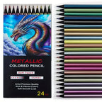 Set de Crayons de Couleur Métalliques 12/24 Couleurs – Éclat Intense